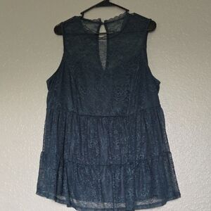 torrid Teal Lace Sleeveless Peplum Top